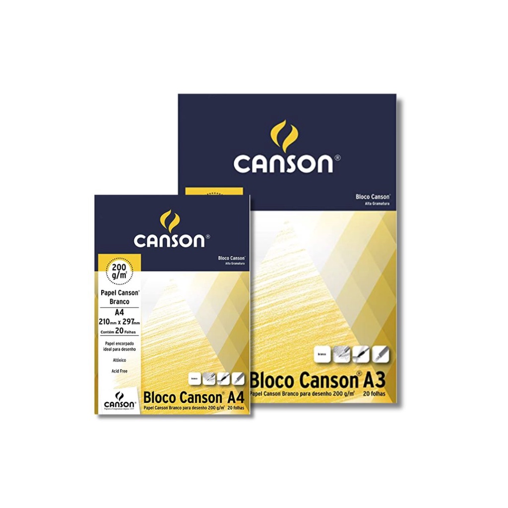 Bloco Desenho Canson Branco A4 Ou A3 De 180g Ou 200g Shopee Brasil 1233