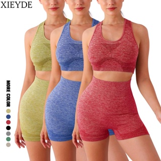Top Sports 2 Peças Conjuntos Academia Fitness Feminino kit Leggings Top Bra Shorts Levanta Bumbum Short de Academia
