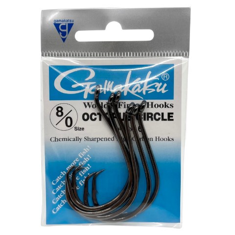 Anzol para pesca Gamakatsu OCTOPUS CIRCLE com farpa, fisga sozinho