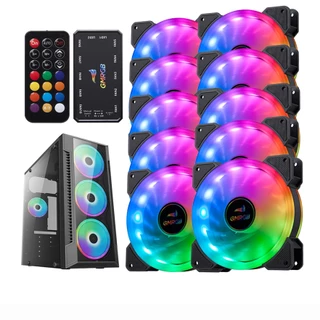 Kits 3/4/5/6/7/8/9/10 Cooler Fan Led RGB 120mm 12cm Gabinete Pc Gamer Ventoinha 1300RPM + Controladora Interface SATA