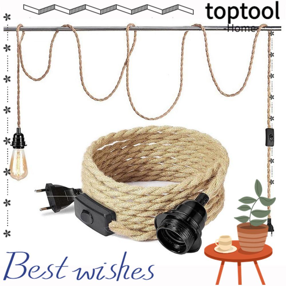 TOPTOOL Lâmpada Base Corda Vintage DIY EU Plug Com Interruptor Tomada Plástica