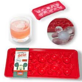 Forma Para Gelo De Plástico Mickey Com 10 Cavidades- Vermelho