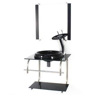 GABINETE DE VIDRO 40CM INOX COM CUBA CHAPEU MARMORE PRETO