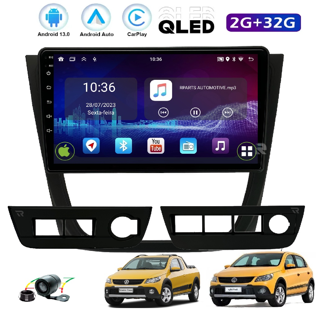 Kit Central Multimidia 9 Polegadas Android VW Gol Saveiro G5 Cross ...