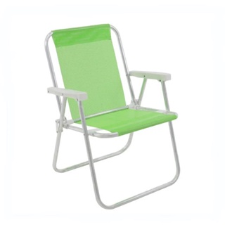 Cadeira de Praia Camping Pesca Suporta 110kg Alta Lazy Verao em Aluminio Verde 23503 Belfix