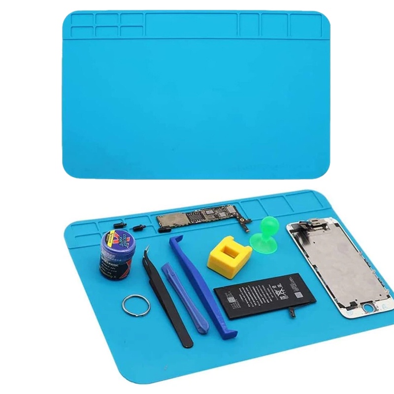 ESD Estação De Solda Resistente Ao Calor Almofada De Trabalho De Silicone Plataforma De Mesa Blue 200x300mm