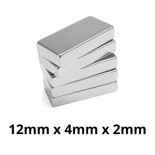 Kit 20 Peças Imã Neodímio Potente Bloco Magnético N35 12 x 4 x 2 mm Pequeno Super Forte