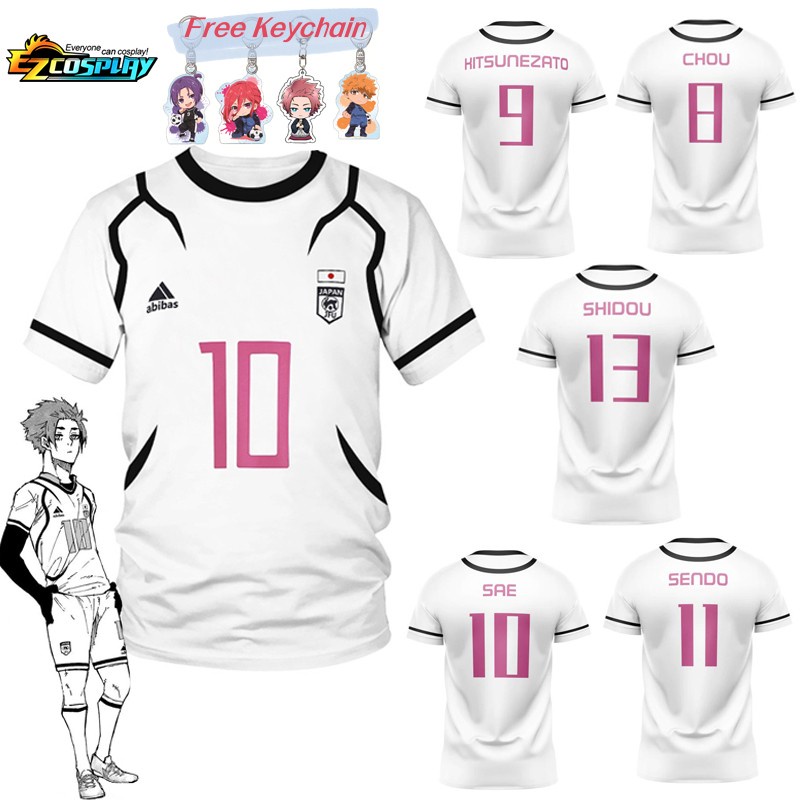 Blue Lock Anime Sae U20 Football Soccer White Team Uniformes De Futebol Jersey Vestuário Esportivo Para Mulheres Homens