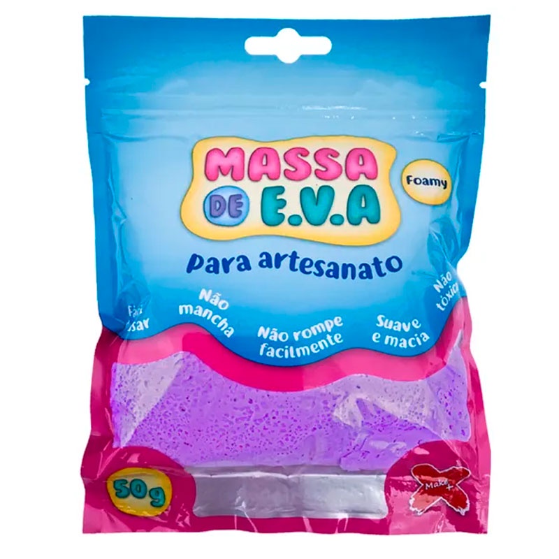 Massa de EVA Foamy para artesanato 50g Roxo 13010 Make + | Shopee Brasil