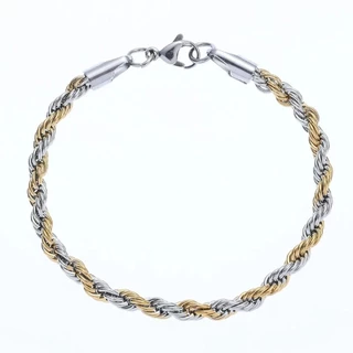 Pulseira Cordão Baiano Trançada 4mm Mesclada Dourado Prata - Oferta