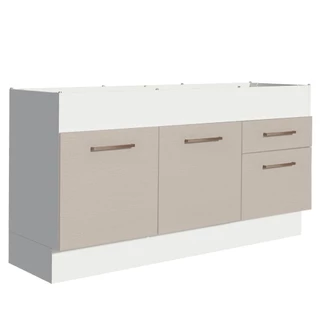 Balcão de Pia Cozinha 150 cm 2 Portas e 2 Gavetas (Sem Tampo e Pia) Branco/Crema Agata Madesa em Oferta na Shopee