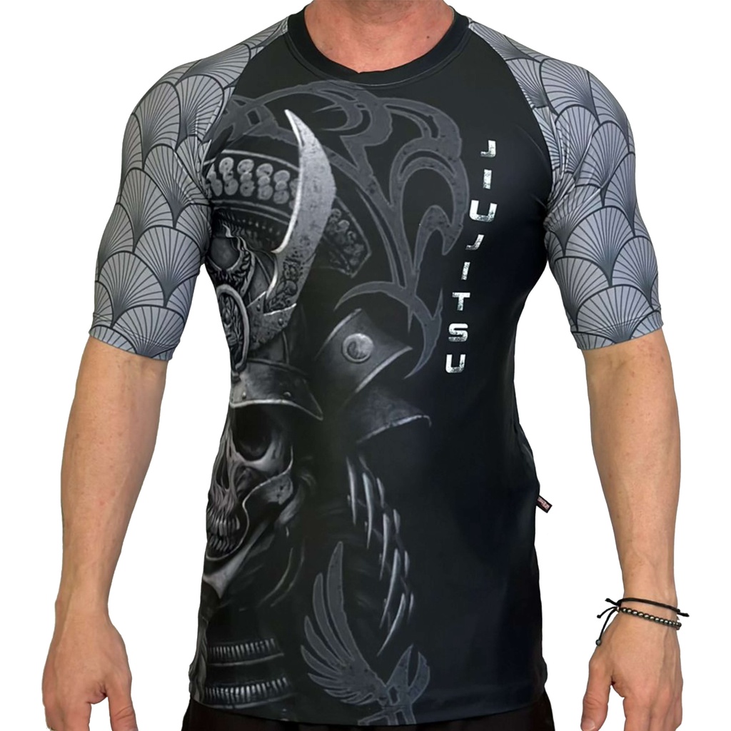 Camisa Rash Guard Masculina Samurai Black Manga Curta Atlética Esportes ...