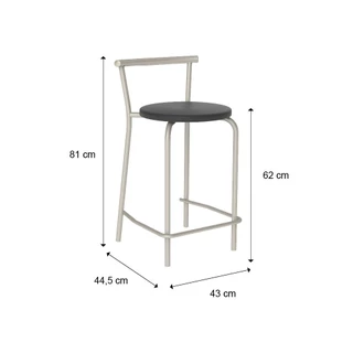 Conjunto 2 Banquetas 106 Tubo Prata Napa Preta Carraro