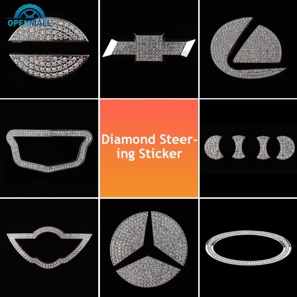 OPENMALL 1Set Bling Diamond CarI nterior Volante Logotipo Decalque Acessórios Autocolantes Emblema Metálico Adaptado Para BMW D8Z4