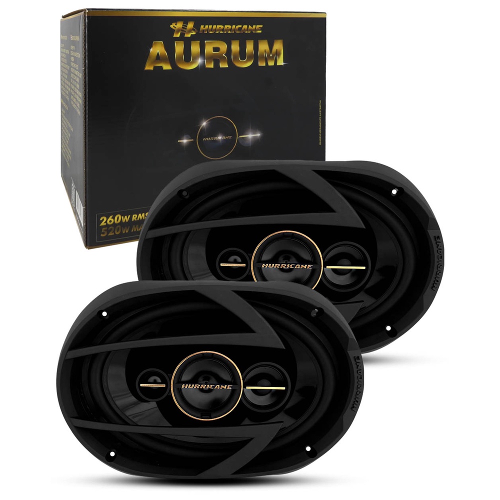 Kit Alto Falante Hurricane Quadriaxial Aurum 6x9" Polegadas 260W RMS (par)