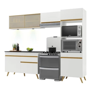 Cozinha Compacta 4 peças com Leds MP2017 Veneza Up Multimóveis Branca