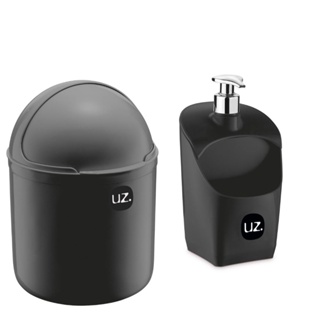 Kit UZ350 LIXEIRA DE PIA 4L varias cores + UZ399 PORTA-DETERGENTE SLIM varias cores