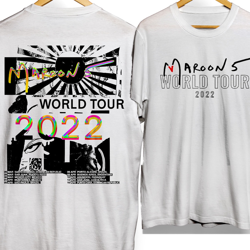 Camiseta Camisa Blusa Maroon 5 World Tour 2022 Jordi Brasil datas Merch  GilStore