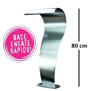 Cascata Naja Para Piscina Tamanho Média 80 Cm Altura Inox Fácil Instalação Engate Fácil
