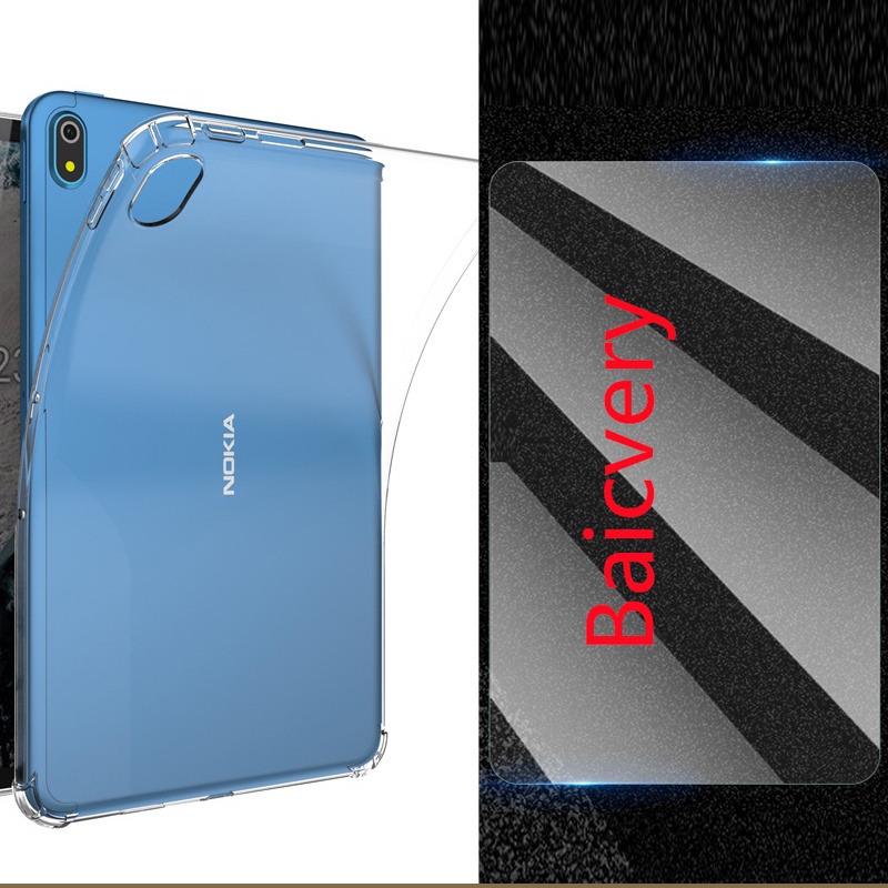 Caixa À Prova De Choque Para Nokia T20 10.4 Polegadas Soft TPU Capa De Silicone E Película De Tela De Vidro Temperado