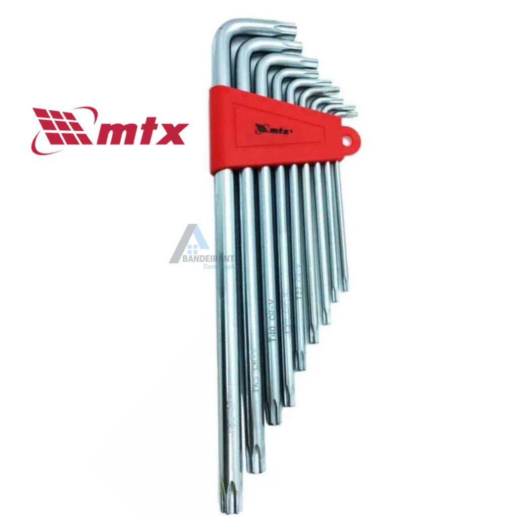 Chave Torx Longa Hexagonal MTX Kit 9 pcs CrV Tipo L Allen Ferramenta DIY Multiuso