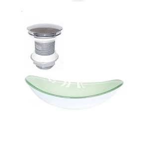 CUBA DE VIDRO OVAL 55CM BRANCA VALVULA CLICK