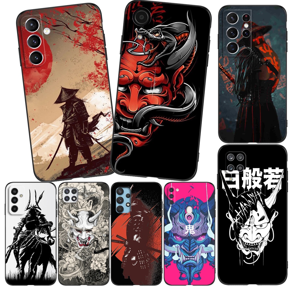 Estojo Para Samsung Galaxy A04 4G A14 A34 A54 5G Capa De Telefone De Silicone Macia Preta tpu Japonês Samurai Culture Design