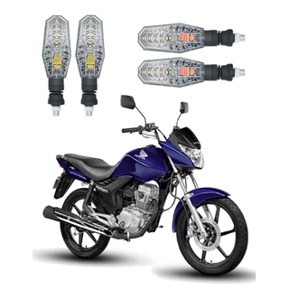 Kit 4 Setas Pisca de Led Dianteiro E Traseiro Modelo PF01 Honda CG 150 TITAN EX 2004 2005 2006 2007 2008 2009
