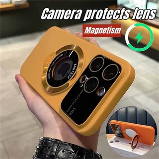 Caixa De Metal De Alta Qualidade Para Telefone Magnético Magsafe iPhone 15 14 13 12 11 Pro Max Plus Com Proteção De Vidro Da Lente Câmera