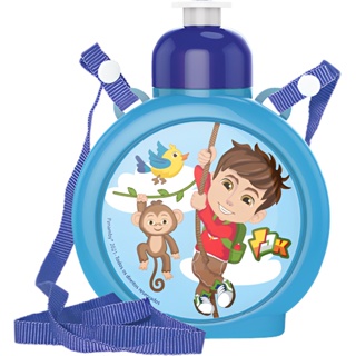 GARRAFA INFANTIL CANTIL SQUEEZE AZUL COM CORDINHA 430 ML