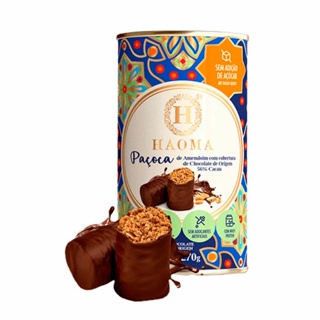 Lata de Paçoca Amendoim Cobertura Chocolate Haoma 270g