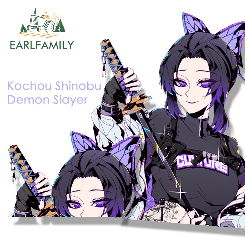 EARLFAMILY Gótico Kochou Shinobu Fanart Adesivo De Carro Anime Demon Slayer Tatuagem Ninja Decalque JDM Dos Desenhos Ani