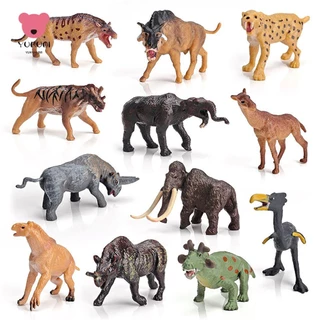 Yukukuasdo 12PCS Modelos Animais Pré-Históricos Cenas Primitivas Simulação De Brinquedos Educativos Mamíferos