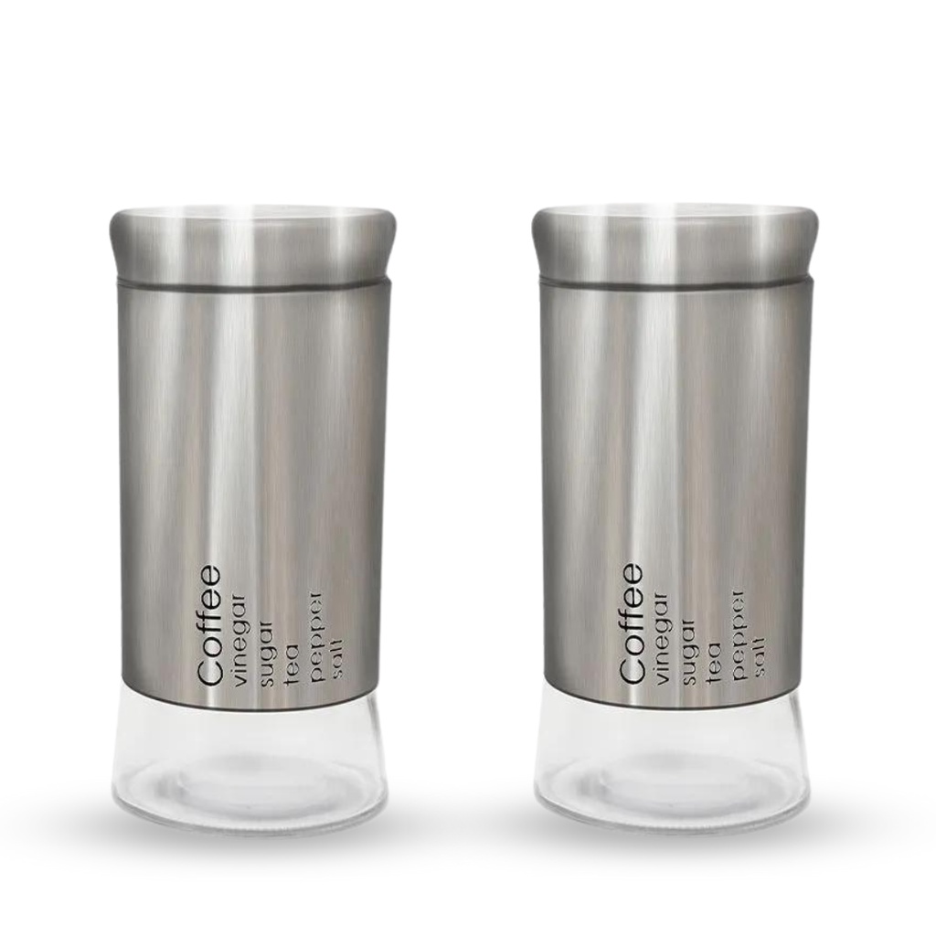 Conjunto Potes Para Mantimentos Will Vidro E Inox 2 Peças