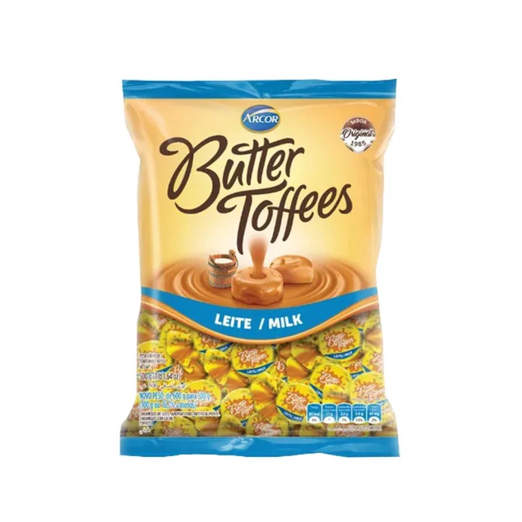 Bala Butter Toffees Arcor Pacote 500g Sabor Leite | Shopee Brasil