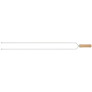 Espeto Duplo 85cm Mor Churrasco Aço Cromado Cabo Madeira