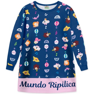 Vestido Moletom Infantil Menina Manga Longa Mundo Ripilica