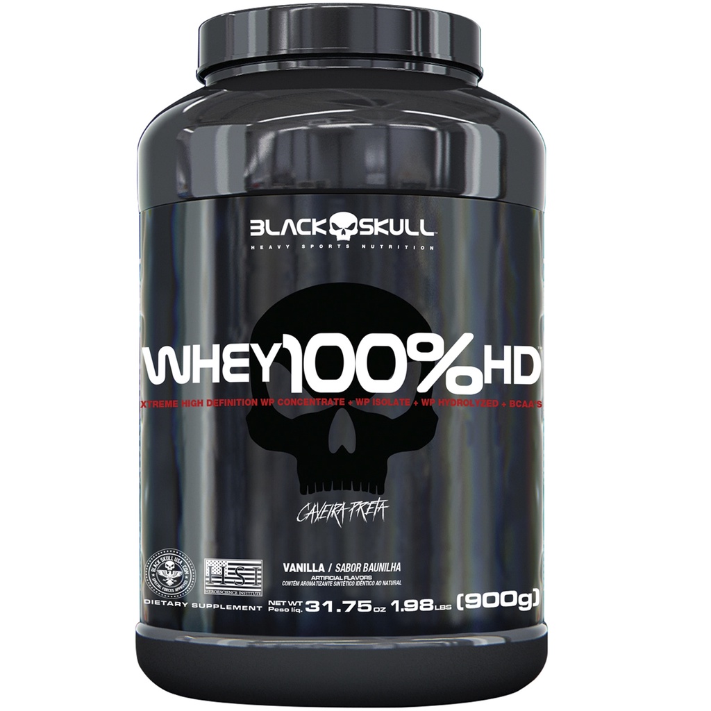 Whey 100% Hd 900g Pote Caveira Preta Whey 3W – Black Skull