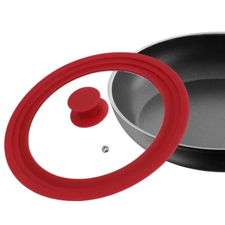Tampa de Vidro Panela Silicone Frigideira 24-26-28 cm Verm