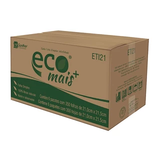 Papel toalha interfolha 2 dobras folha simples 100% celulose ECO ETI21 21,0x21,5 c/2100fls Santher