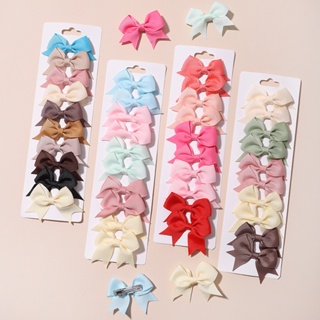 10Pcs/Set Sweet Cute Ribbon Bowknot Hairpins Para Baby Girls Conjunto De Cabeleireiro De Cor Sólida Feito A Mão Por Atacado