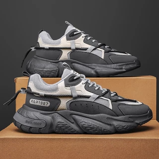 Novo tênis de malha de fundo grosso para homens, tênis casuais, sapatos masculinos da moda