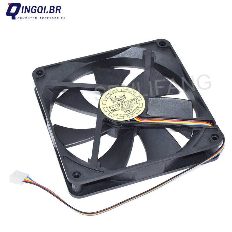 Genuíno Novo D14BH-12 140 * 25mm DC12V 0.70A (GP) 4 Linhas/2 Ventilador De Resfriamento Quadrado