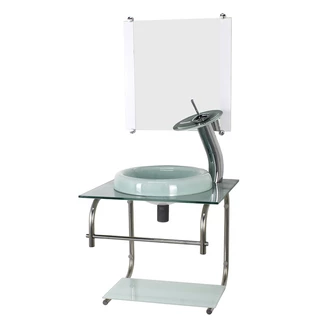 GABINETE DE VIDRO 40CM INOX MARMORE BRANCO COM TORNEIRA CASCATA