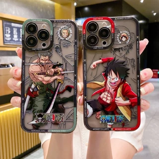 Caixa Para Telefone Samsung A34 5G A55 A35 A54 A14 A12 A13 S22 Ultra S24 S23 Celular Anime One Piece Luffy Zoro Silicone Protetor Câmera Transparente