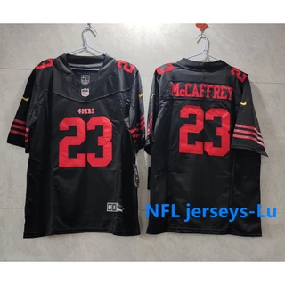 San Francisco 49ers Christian McCaffrey Preto Jogador Limitada Camisa de Futebol Americano Jersey Masculino 2022NFL