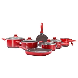 Jogo de Panelas Brinox Ceramic Life Easy Vermelho - 7 Peças