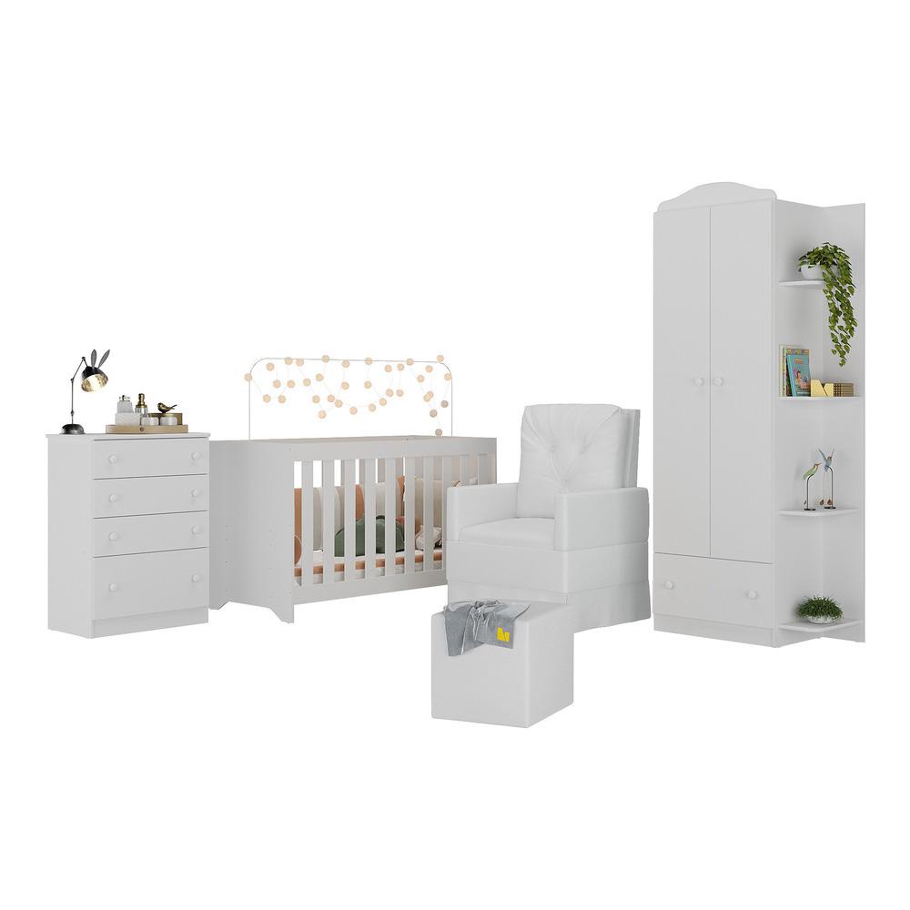 Quarto Completo com Colchão, Poltrona de Amamentação e Puff João e Maria Multimóveis MP4110