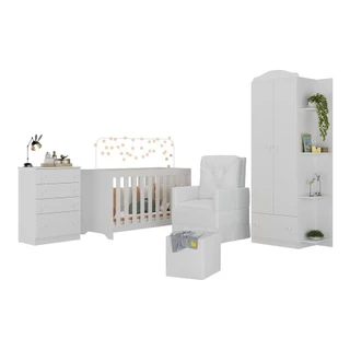Quarto Completo com Colchão, Poltrona de Amamentação e Puff João e Maria Multimóveis MP4110
