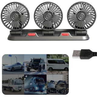 Ventilador De Carro BT USB 5V 12V 24V 2 Velocidade Elétrico 3 Cabeça Giratória Silencioso